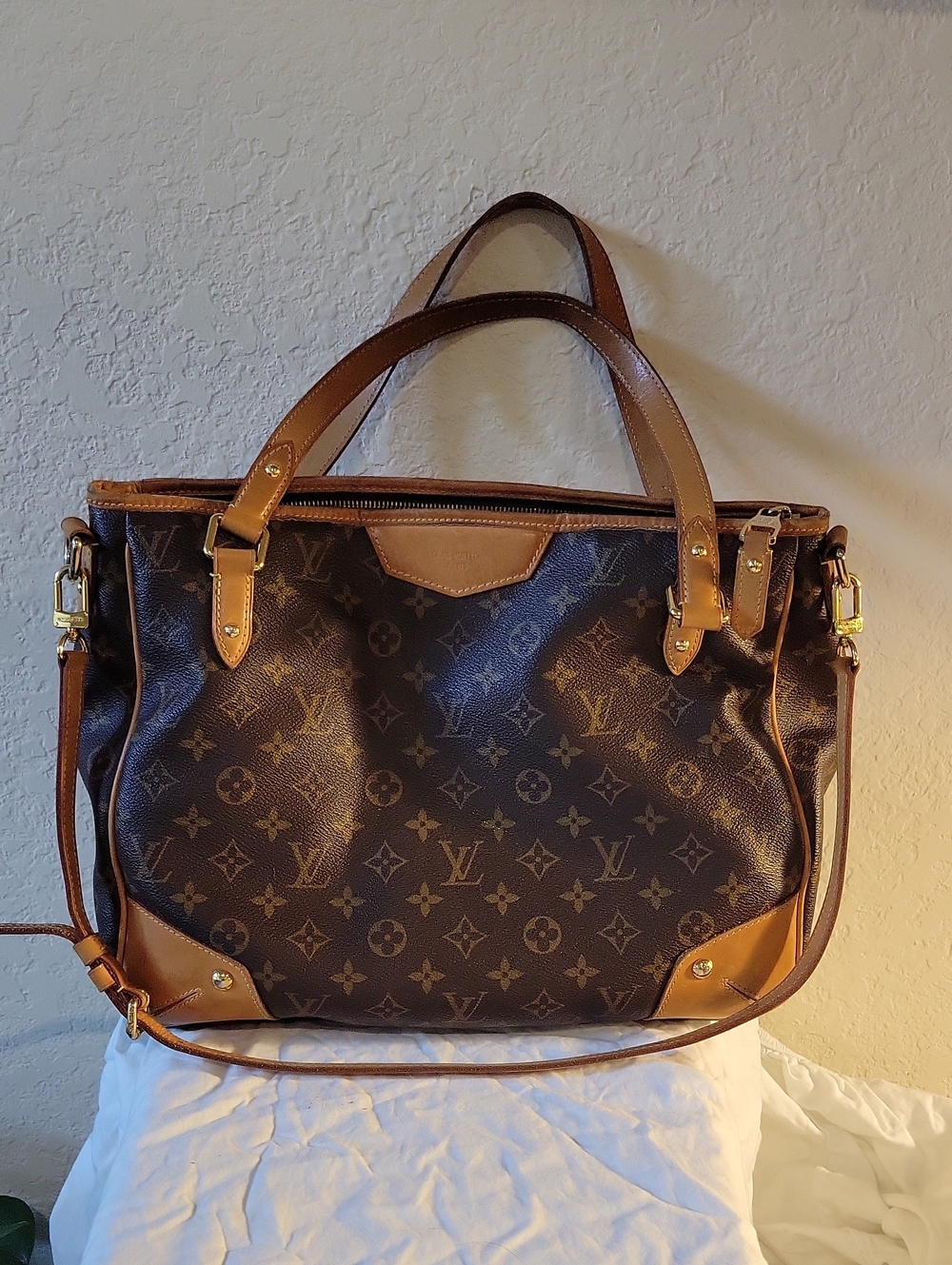 Louis Vuitton Monogram Canvas Tote with Tan Leather Trim